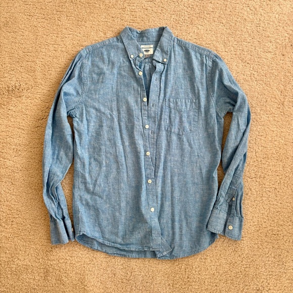 Old Navy Casual Denim Blue Button-Down Shirt - Picture 1 of 7